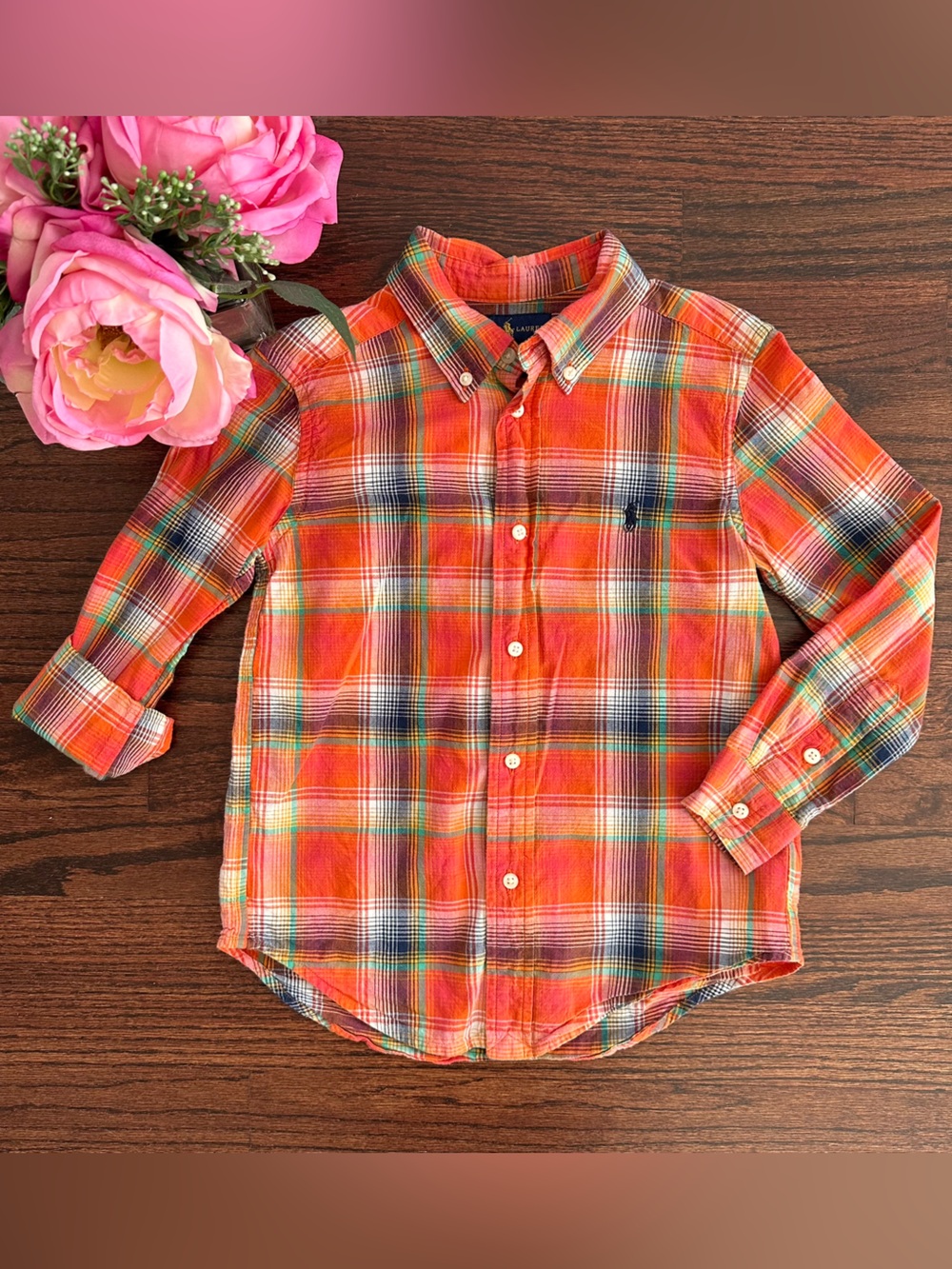 Ralph Lauren plaid button down shirt, size 6